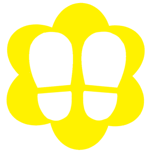 social-distance-footprints-flower-yellow