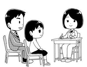 consultation-female-teacher-father-daughter-mono