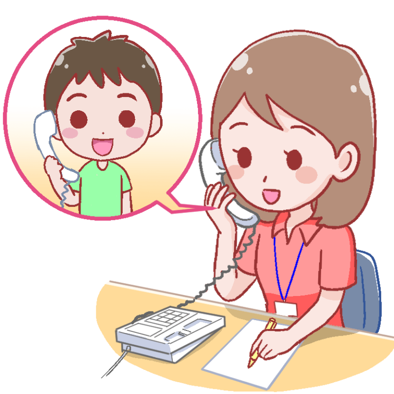 電話をしている先生のイラスト | イラぽん